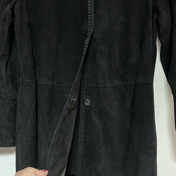 Ellie Tahari Lamb Suede Black Fringed Jacket - Picture 4 of 15